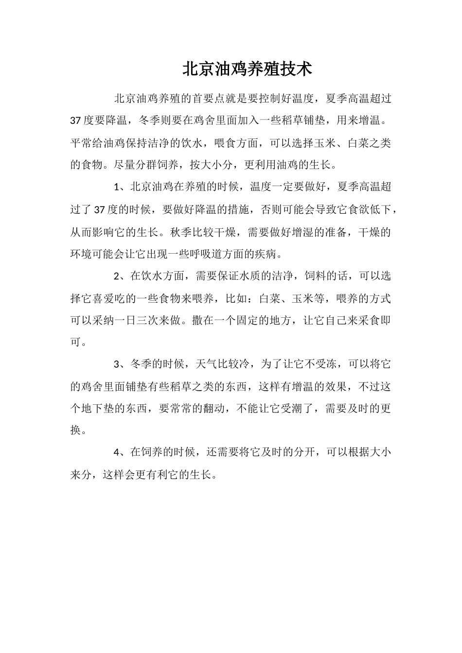 北京油鸡养殖技术_第1页