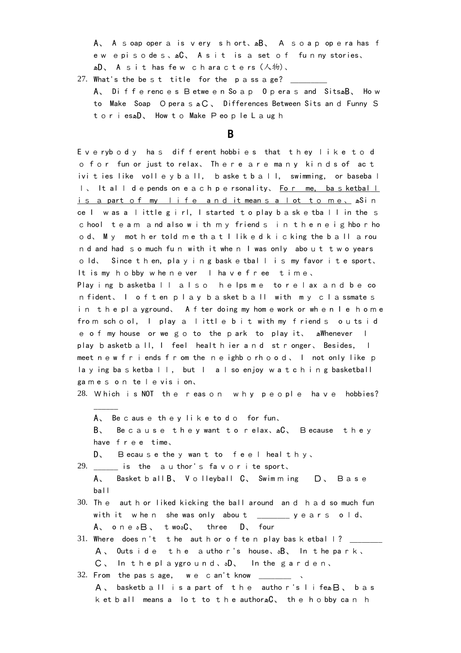 北师大版八年级上册《Unit1Television》基础检测（含答案）_第3页