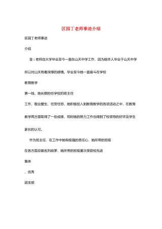 区园丁老师事迹介绍