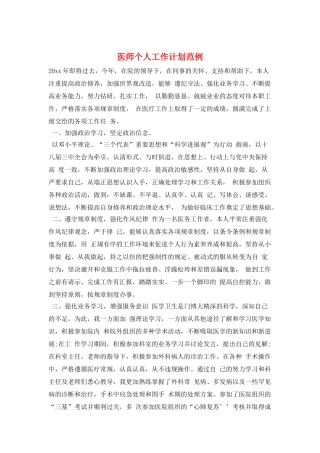 医师个人工作计划范例