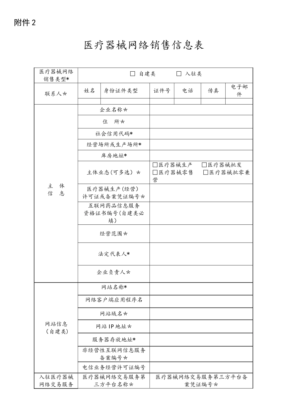 医疗器械网络销售信息表_第1页