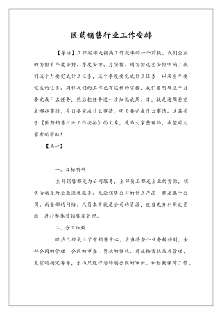 医药销售行业工作安排