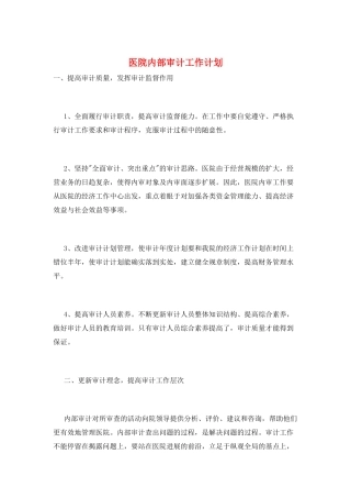 医院内部审计工作计划