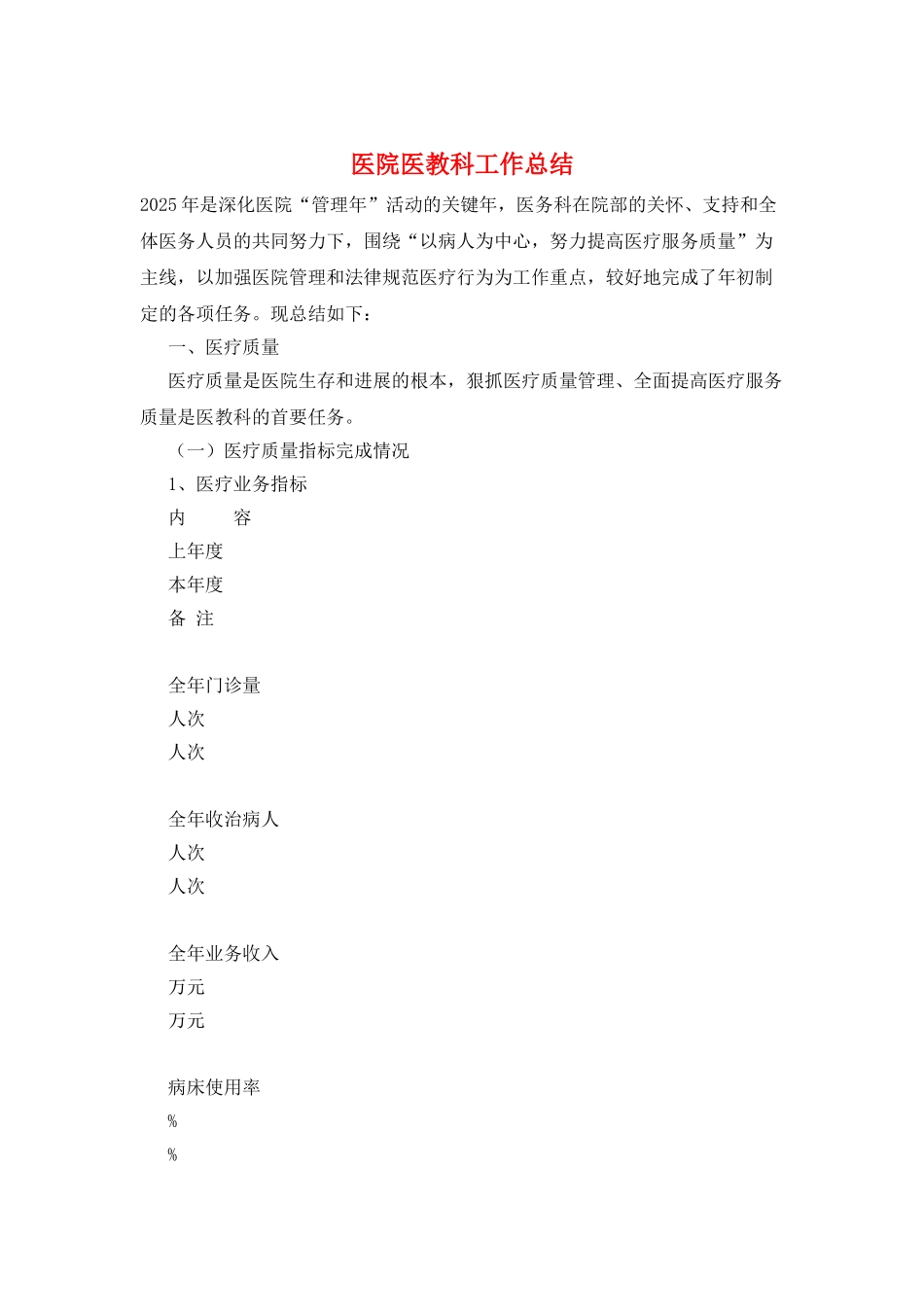 医院医教科工作总结_第1页