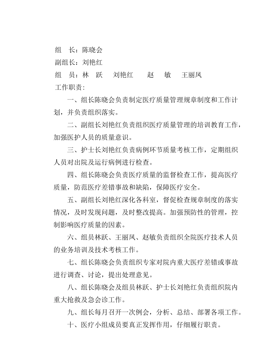 医院医疗质量管理的七个领导小组及工作职责_第2页