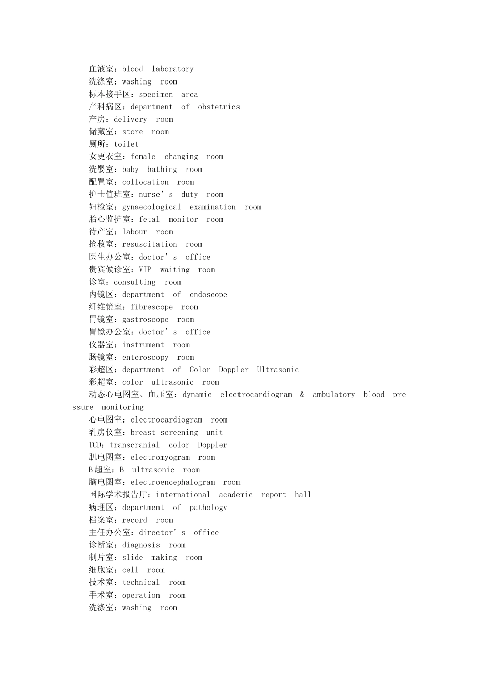 医院各个科室牌的英文名称翻译_第3页
