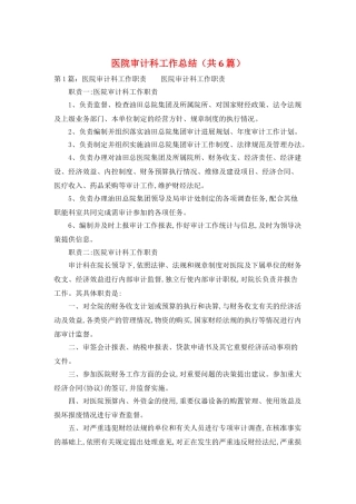 医院审计科工作总结