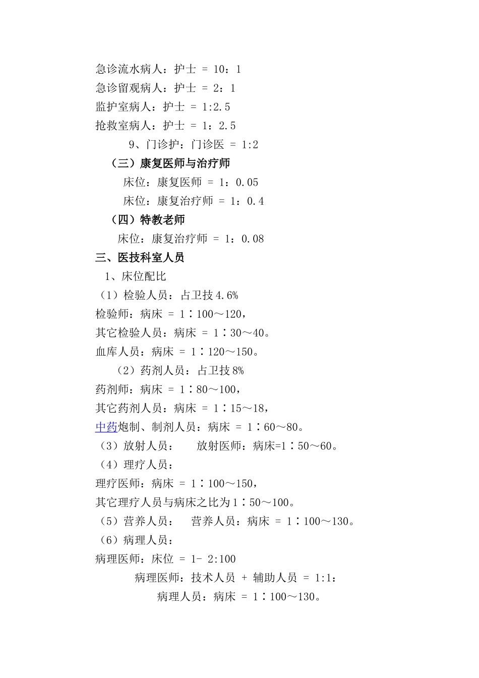 医院岗位设置及人员编制标准_第3页