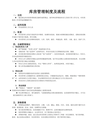 医院库房管理制度及流程