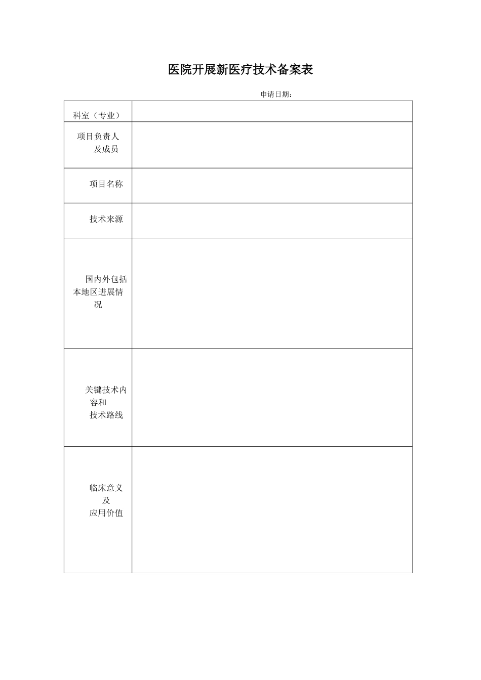 医院开展新医疗技术备案表_第1页