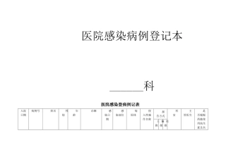 医院感染病例登记本