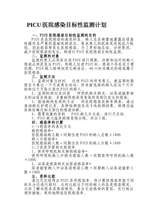 医院感染目标性监测计划