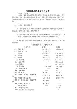 医院检验科危急值报告制度
