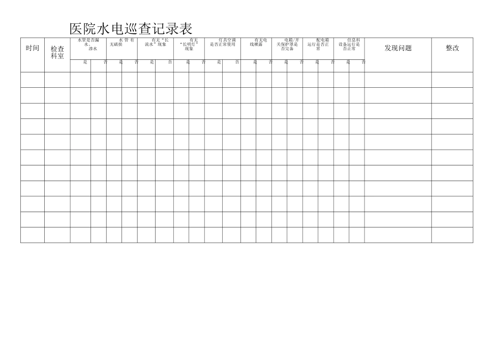 医院水电巡查记录表_第1页