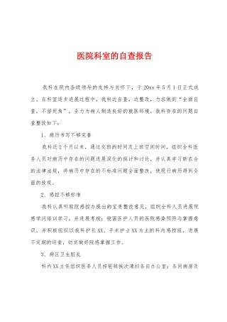 医院科室的自查报告
