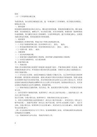 医院绩效方案实例