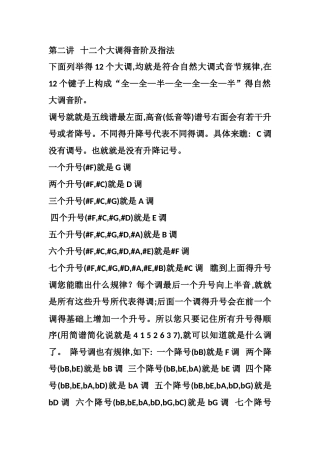 十二个大调的音阶及指法