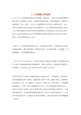十二月供销工作总结