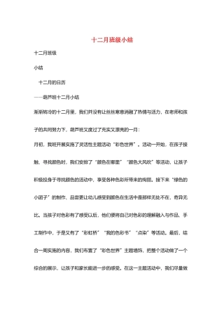 十二月班级小结