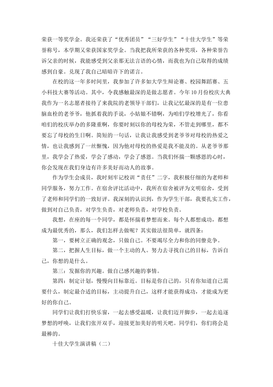 十佳大学生演讲稿范文_第2页