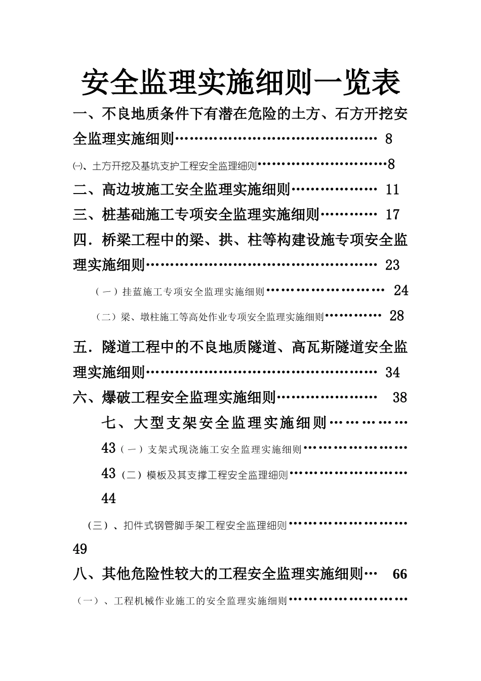 十大危险性较大的工程专项安全监理实施细则_第1页