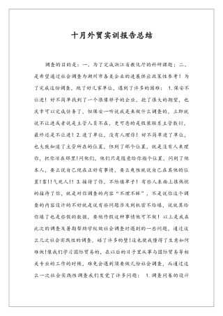 十月外贸实训报告总结