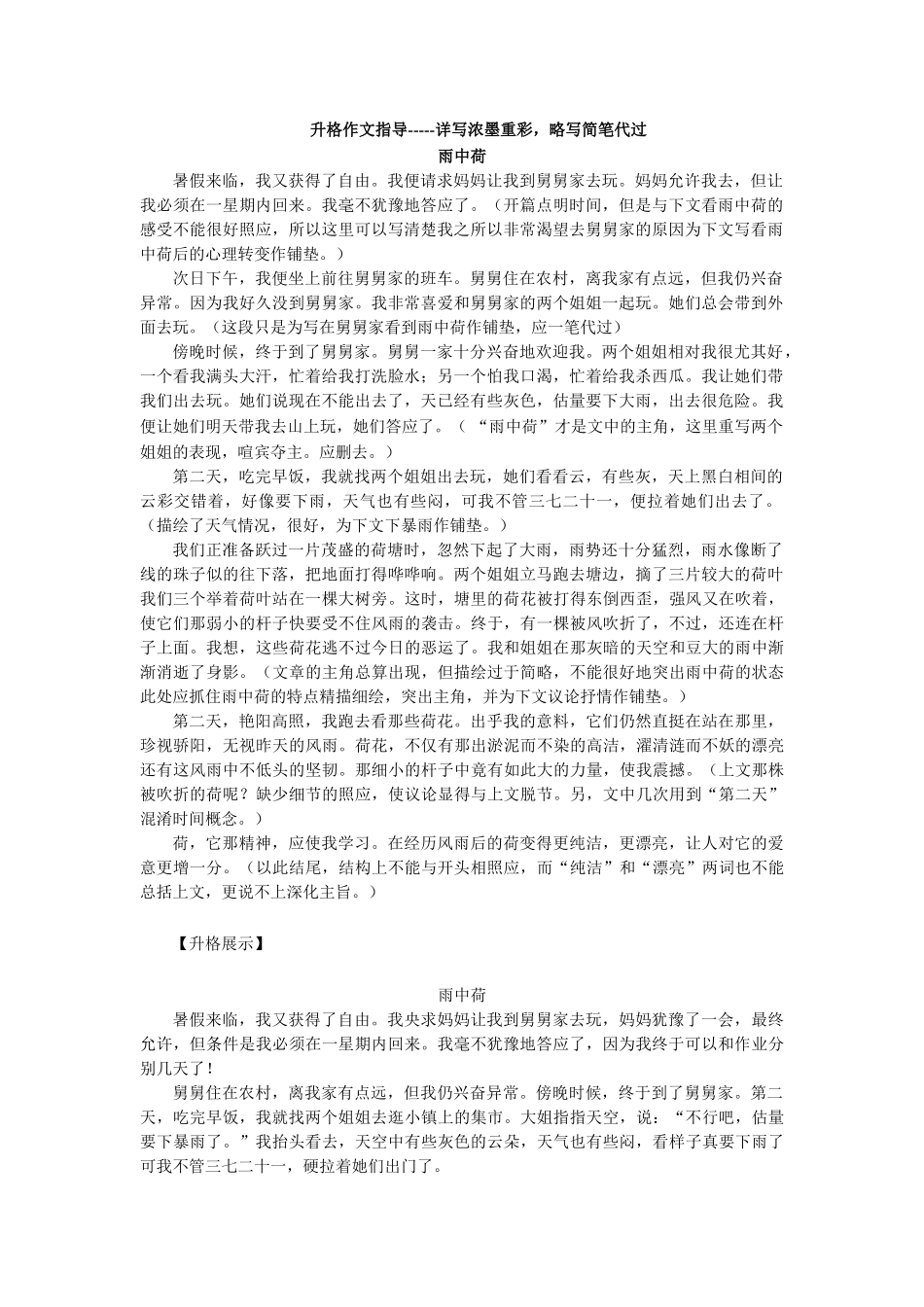 升格作文指导-----详写浓墨重彩-略写简笔代过_第1页