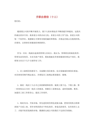 升职自荐信(十三)