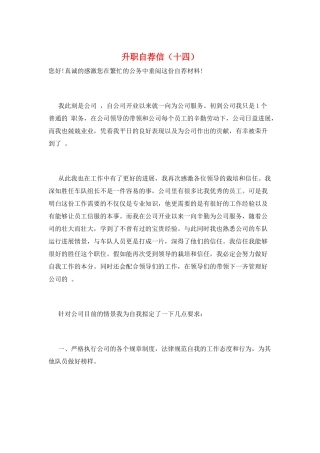 升职自荐信(十四)