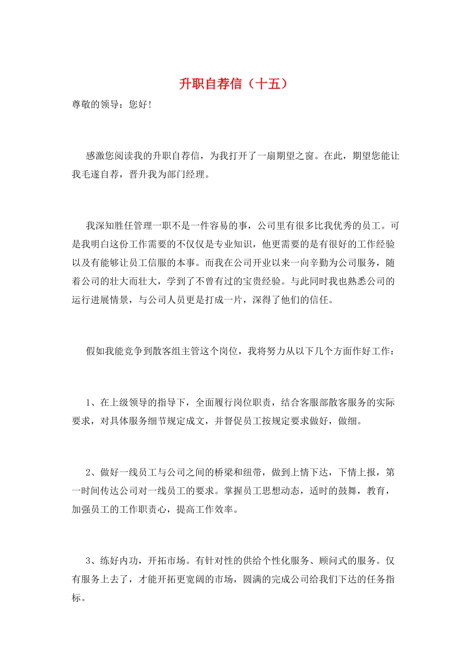 升职自荐信(十五)_第1页