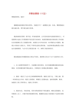 升职自荐信(十五)