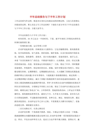 半年总结报告与下半年工作计划