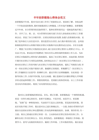 半年挂职锻炼心得体会范文