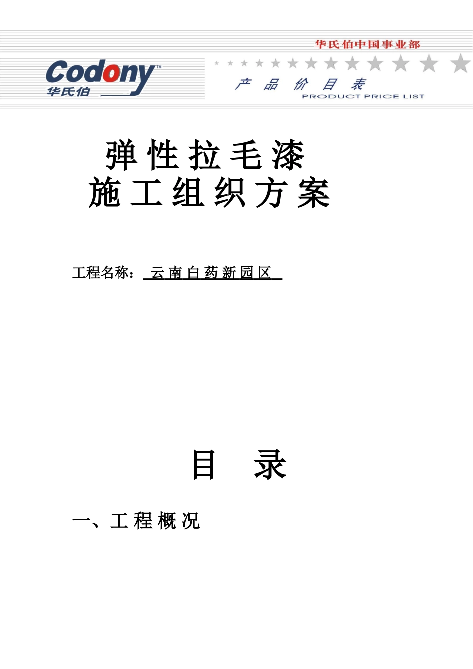 华氏伯弹性拉毛漆施工组织方案_第1页