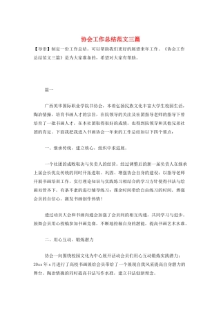 协会工作总结范文三篇