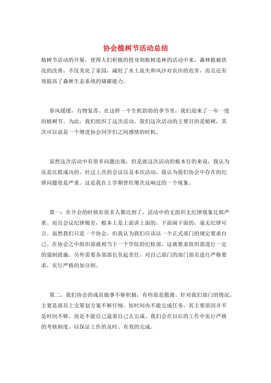 协会植树节活动总结_第1页