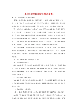单位小金库自查报告