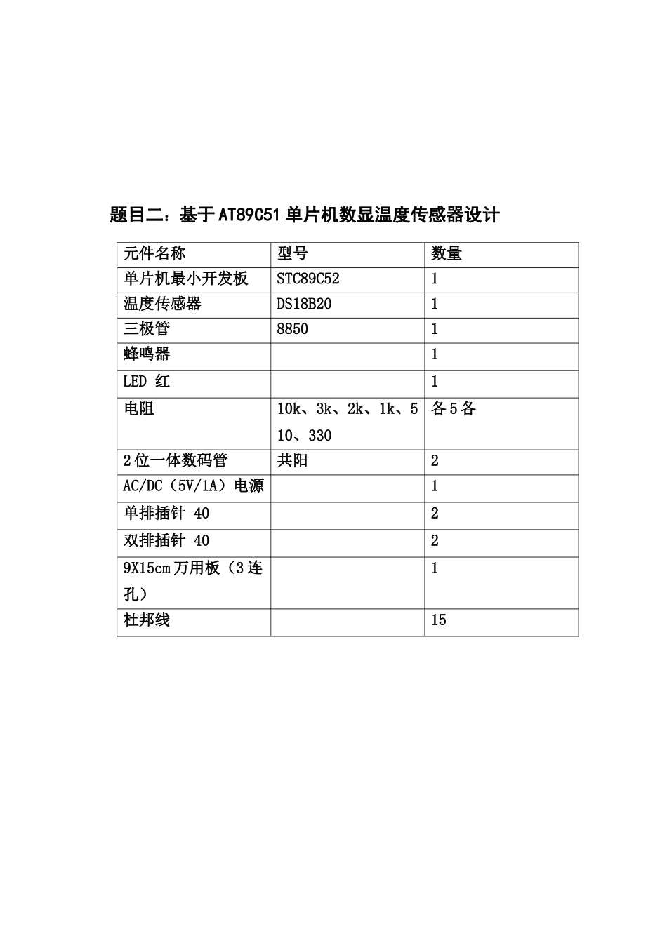 单片机专业课程设计方案报告-基于AT89C51单片机的数显温度传感器设计_第2页