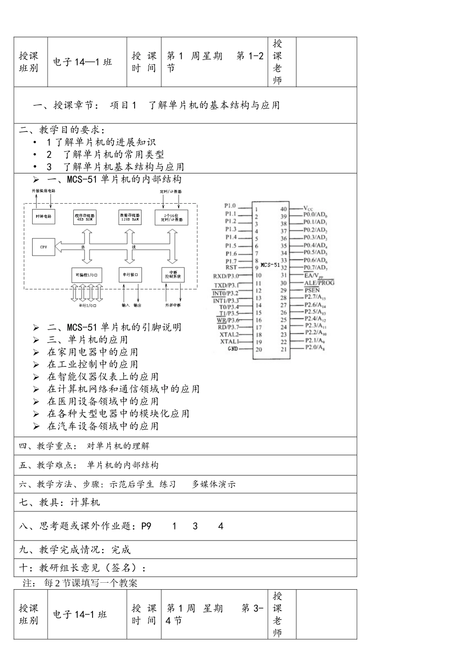 单片机技术及应用教案上_第1页
