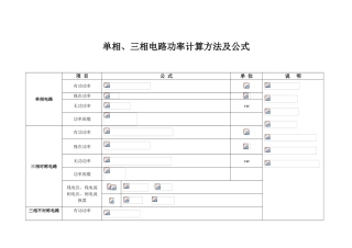 单相、三相电路功率计算方法及公式 