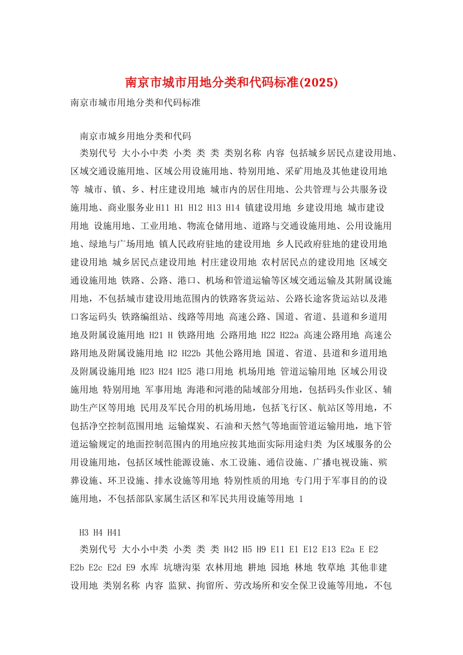 南京市城市用地分类和代码标准_第1页