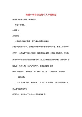 南城小学音乐教师个人发展规划