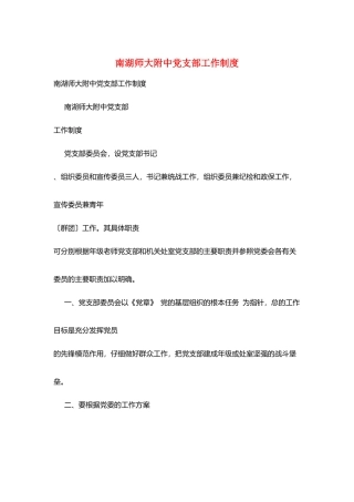 南湖师大附中党支部工作制度