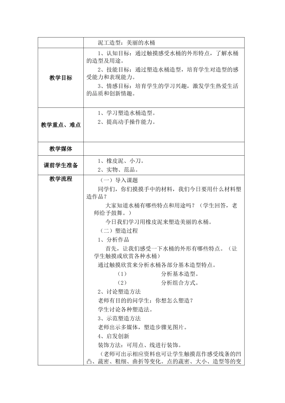 博爱小学泥工兴趣选修课程计划和教案_第3页