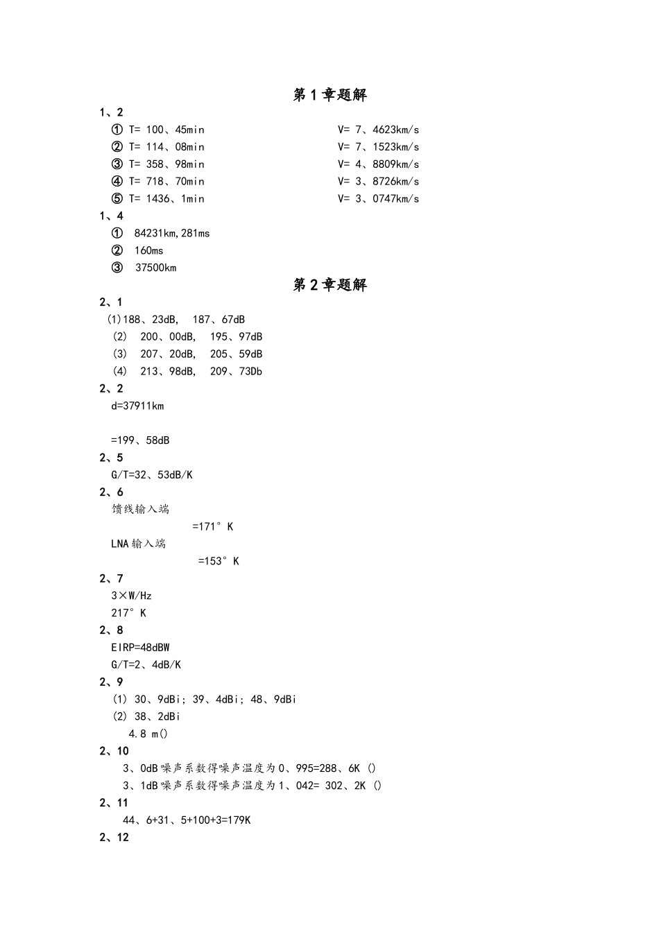 卫星通信导论习题答案解析_第1页