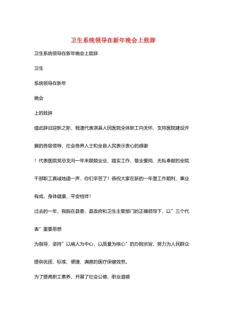 卫生系统领导在新年晚会上致辞