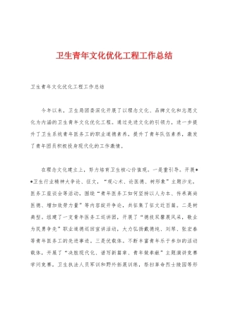卫生青年文化优化工程工作总结
