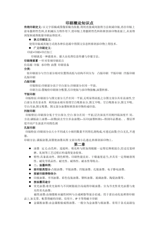 印刷概论知识点