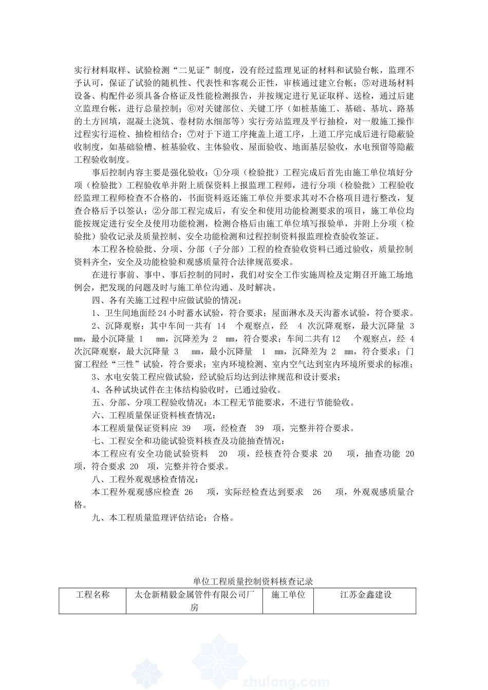 厂房工程竣工监理验收评估报告 _第3页