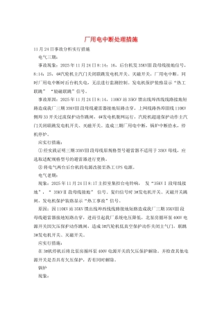 厂用电中断处理措施